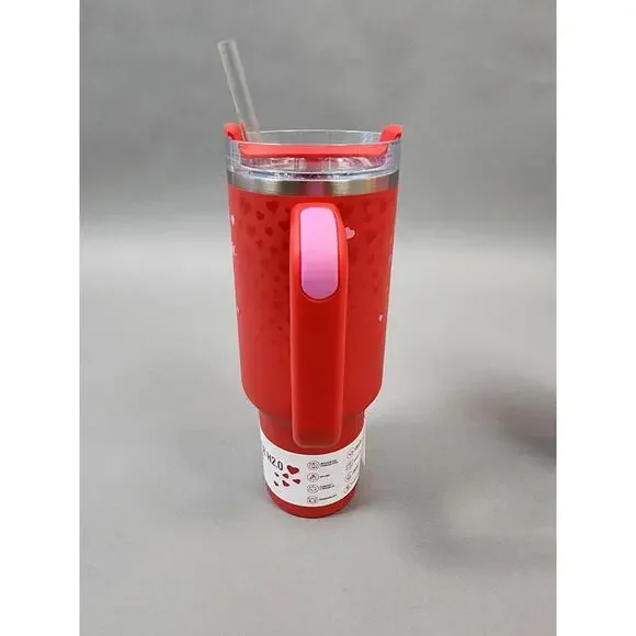 🥰STANLEY TARGET 40 OZ STAINLESS STEEL VALENTINES DAY RUBY HEARTS READY TO SHIP!